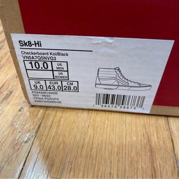 VANS Sk8-Hi Checkerboard Suede Shoes Skate Black Sneakers Men's Size 10 - Picture 3 of 8